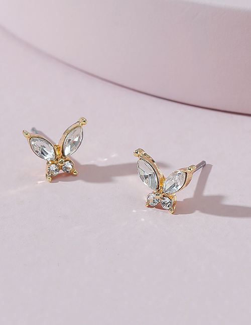 Fashion Gold Butterfly Rhinestone Stud Earrings