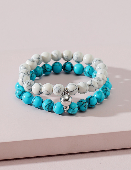 Fashion Blue+white Blue Pine White Pine Beaded Bracelet Set