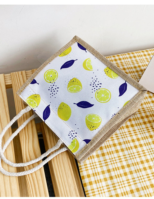 Fashion Lemon Cotton And Linen Printed Canvas Handbag