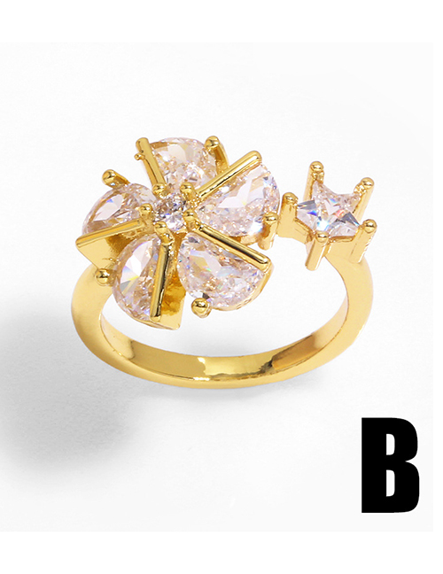 Fashion B Flower Open Ring