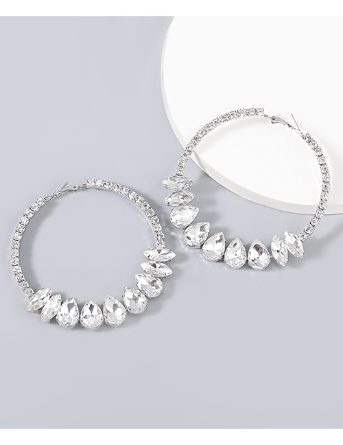 Fashion Silver Alloy Diamond Claw Chain Round Earrings