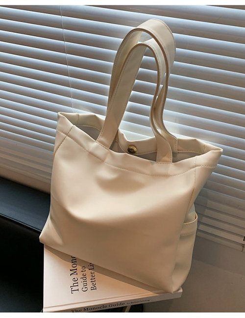 Fashion Off White Soft Leather Large-capacity Handbag