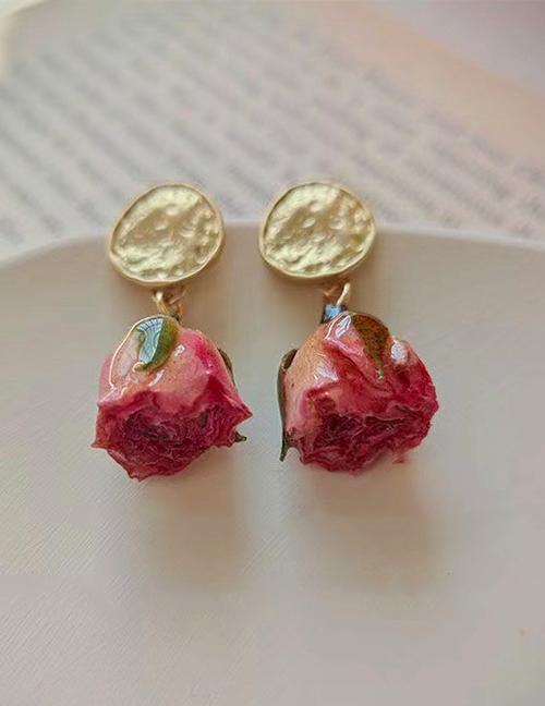Fashion Red Rose Flower Earrings