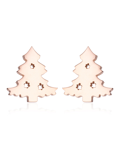 Fashion Rose Stainless Steel Christmas Tree Earrings