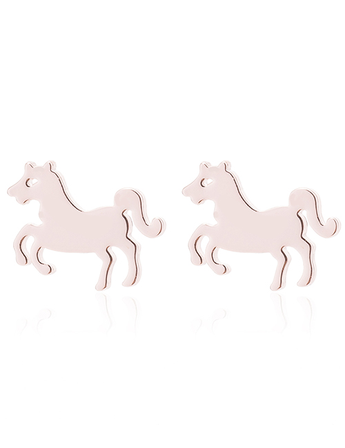 Fashion Rose Gold Stainless Steel Pony Earrings