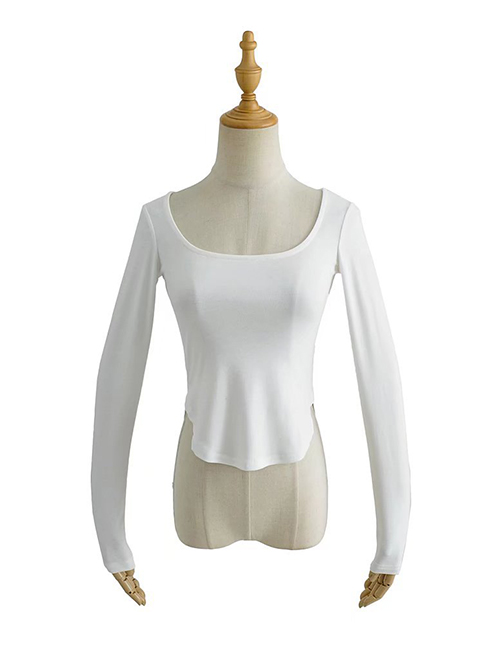 Fashion White Solid Color Hedging Base Long Sleeve