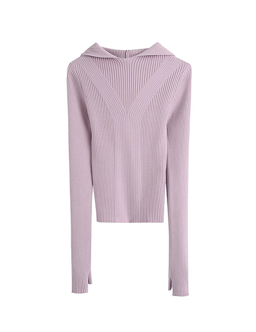 Fashion Purple Knitted Sweater Hoodie