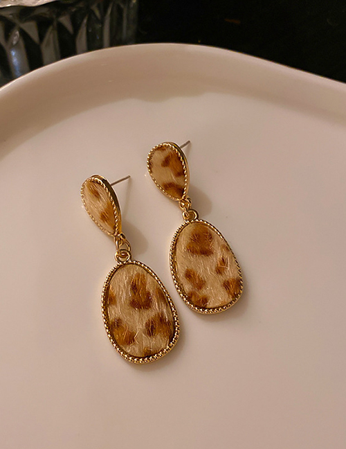 Fashion Drop-shaped Leopard Print Leopard Print Drop-shaped Oil Drop Earrings