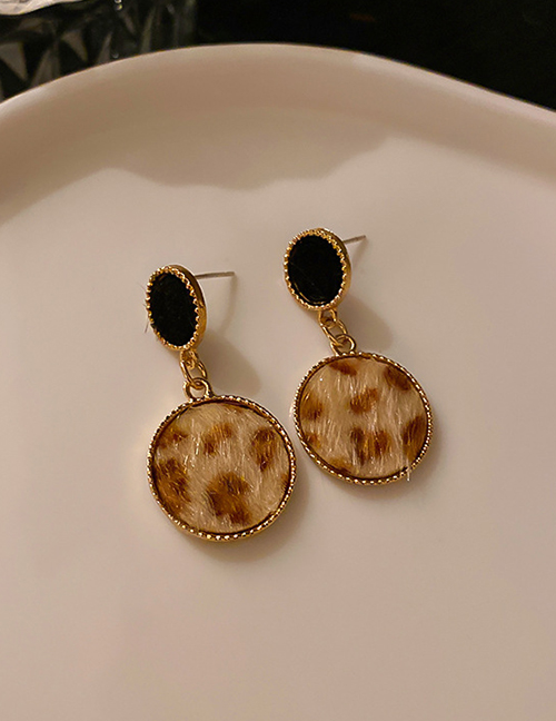 Fashion Round Black Leopard Round Oil Drop Earrings