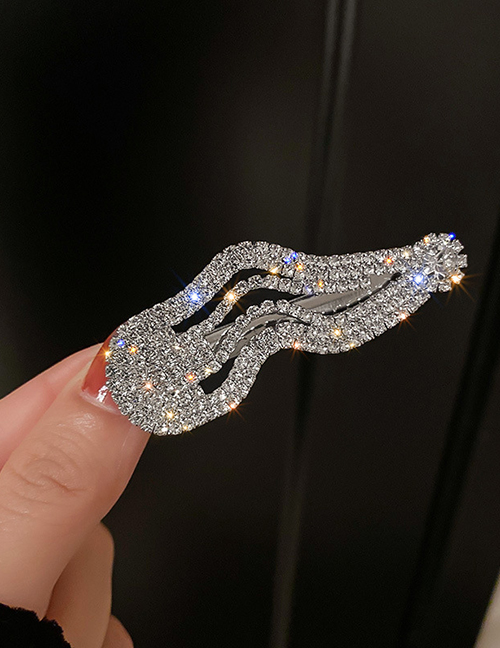 Fashion Silver Alloy Diamond Wave Hairpin