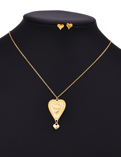 Fashion Gold Titanium Steel Multilayer Love Necklace Set