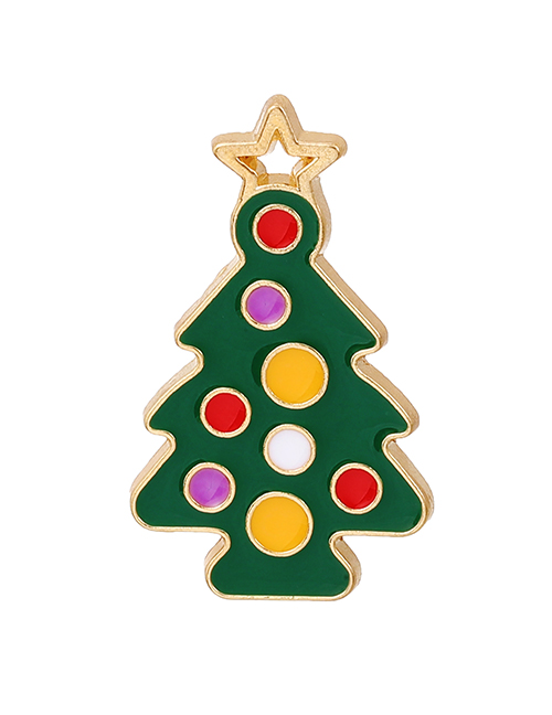 Fashion Color Titanium Steel Oil Drop Christmas Tree Brooch