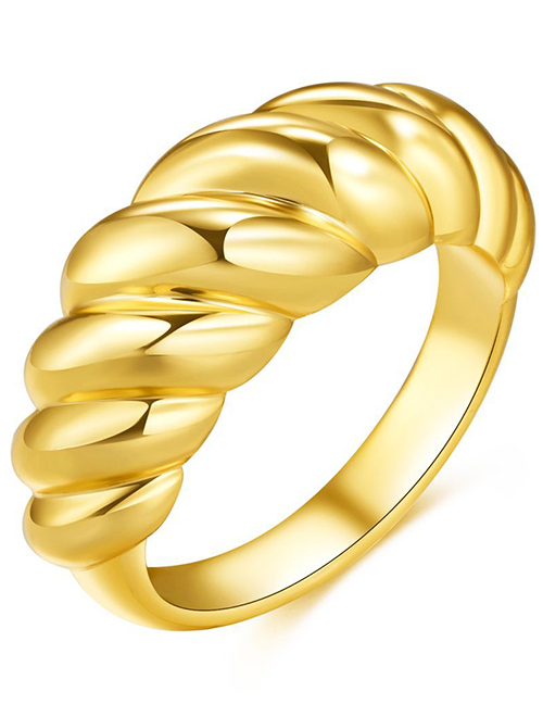Fashion Gold Threaded Real Gold Plating Twist Ring