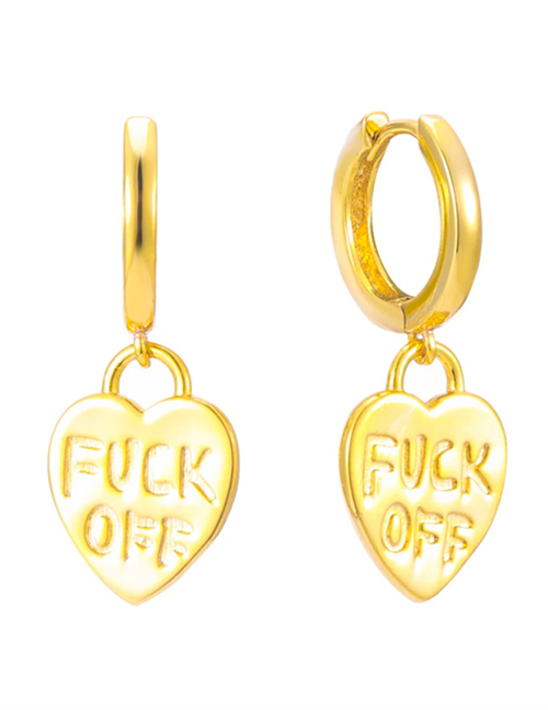 Fashion Gold Love Letter Copper Plated Real Gold Earrings