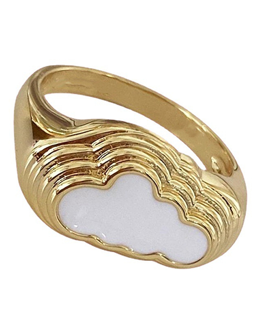 Fashion White Copper Plated Real Gold Dripping Cloud Ring