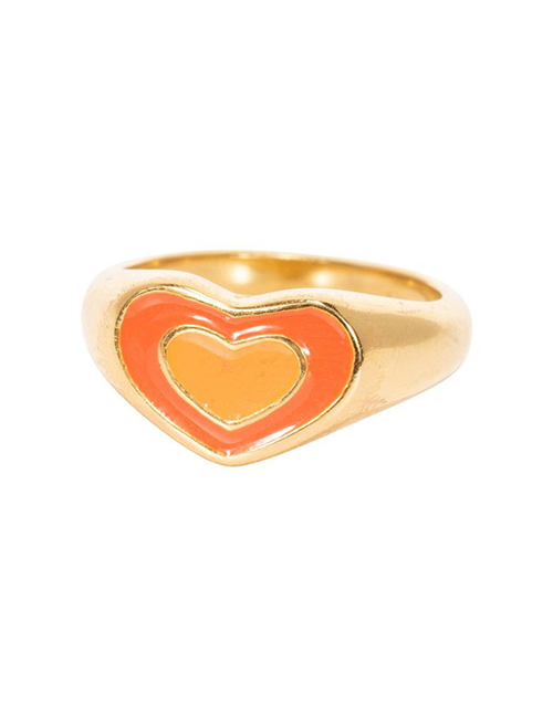 Fashion Orange Copper Plated True Love Drop Oil Ring