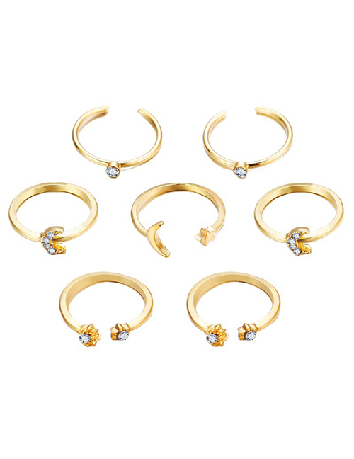 Fashion Gold Set Of 7 Astral Diamond Rings