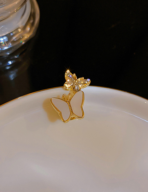 Fashion Gold Color Diamond Butterfly Button Brooch