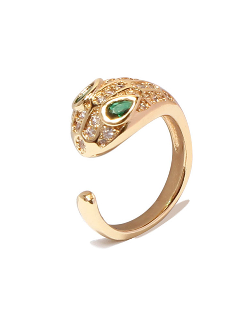 Fashion F14260-6 Gold-plated Copper And Zirconium Serpentine Open Ring