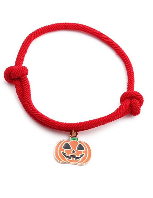 Fashion Pumpkin Halloween Alloy Bat Cat Pumpkin Moon Red String Bracelet