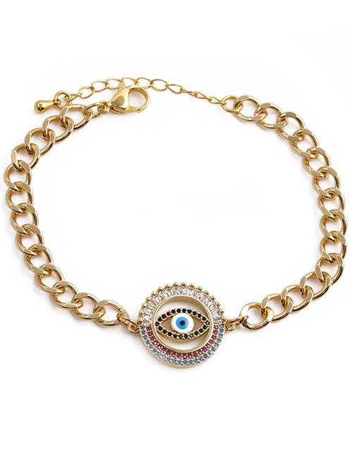 Fashion 4# Color Zirconium Eye Thick Chain Bracelet