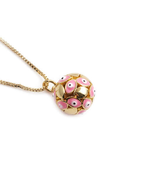Fashion Pink Copper-plated Real Gold Dripping Eye Geometric Necklace