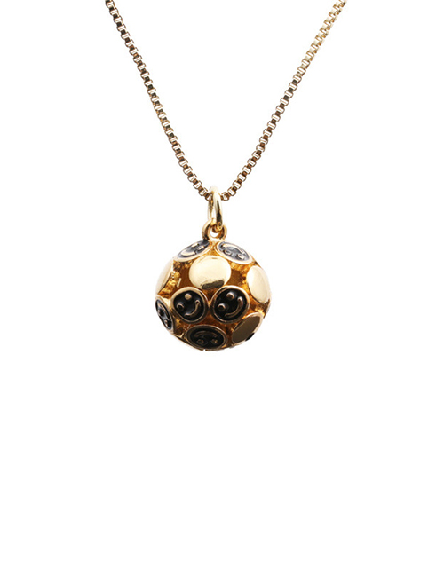 Fashion Black Copper-plated Real Gold Dripping Geometric Smiley Face Necklace