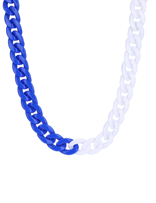 Fashion Sapphire Resin Color Block Chain Necklace