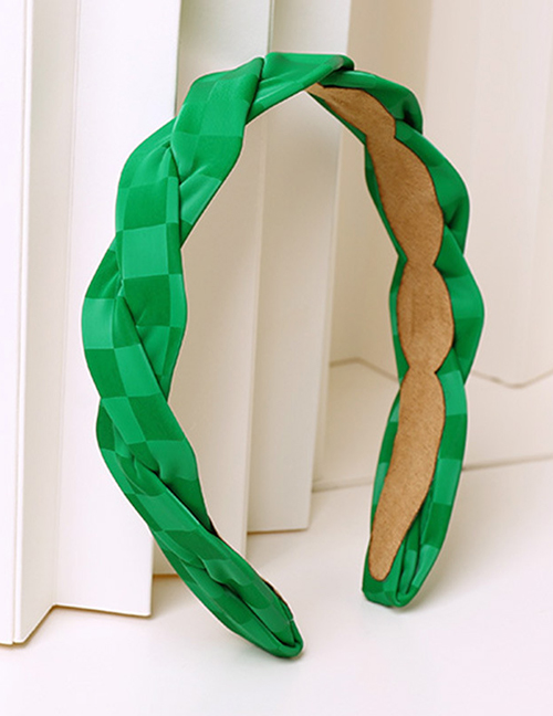 Fashion Green Pure Color Pu Cross Braided Twist Headband