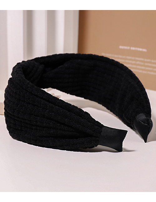Fashion Black Cross Wide Brim Woolen Headband