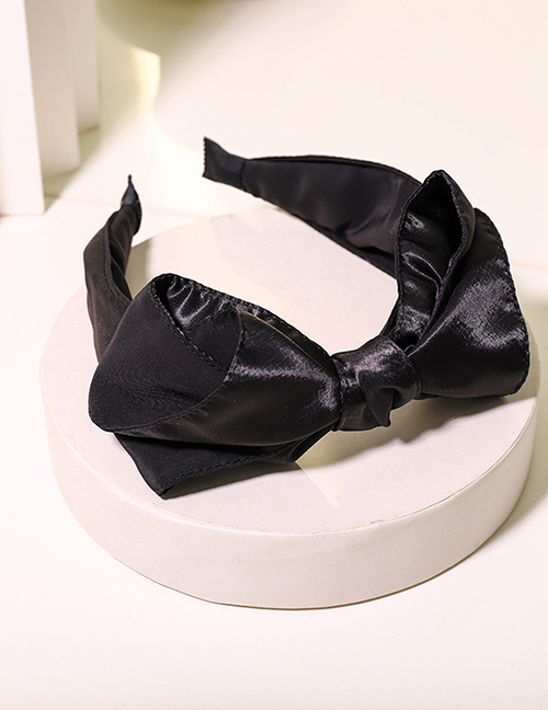 Fashion Black Satin Fabric Bow Headband