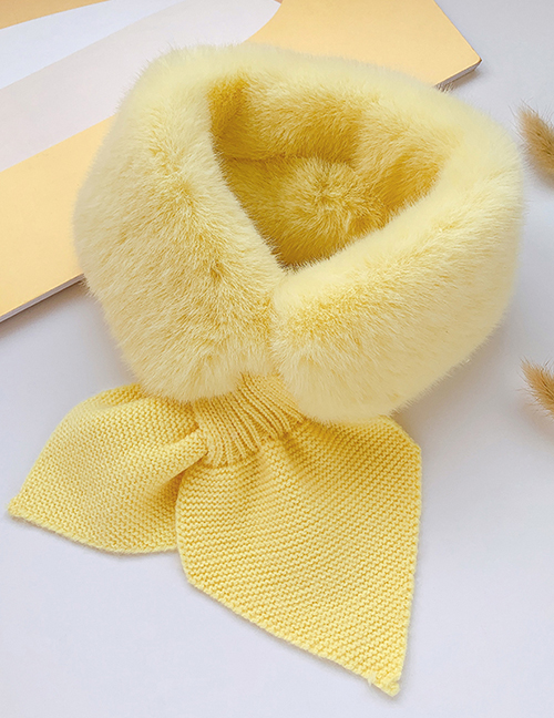 Fashion Yellow Stitching 6 Months-8 Years Old Children's Color Matching Warm Plush Collar (about 6 Months-8 Years Old)