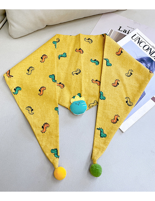 Fashion Little Yellow Dinosaur 2-12 Years Old Children's Cartoon Print Triangle Scarf (2-12 Years Old)