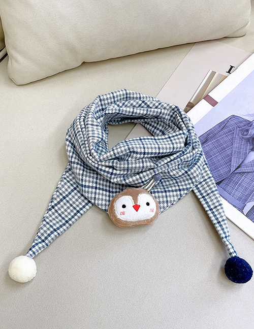 Fashion Blue And White Striped Chicks 2-12 Years Old Children's Cartoon Print Triangle Scarf (2-12 Years Old)