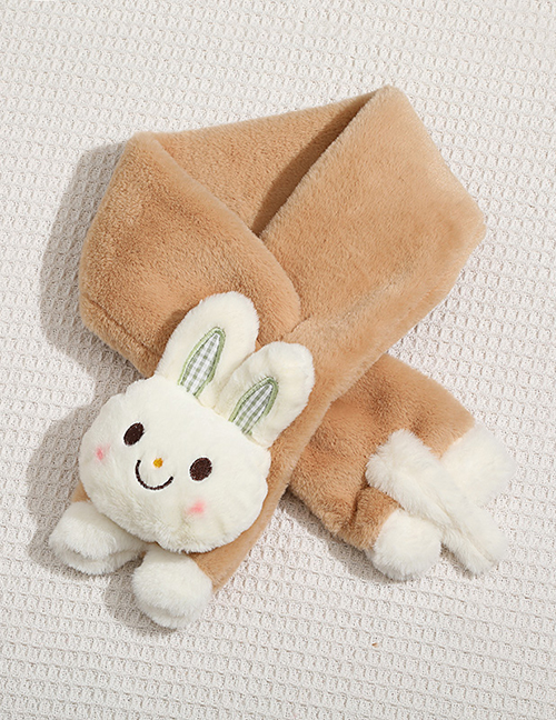 Fashion Dark Brown White Rabbit 2-12 Years Old Children's Bunny Warm Plush Cross Scarf (2-12 Years Old)