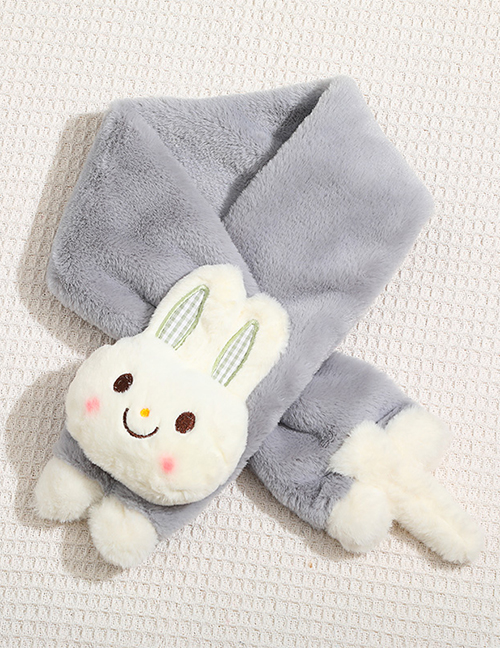 Fashion Silver-grey White Rabbit 2-12 Years Old Children's Bunny Warm Plush Cross Bib (2-12 Years Old)