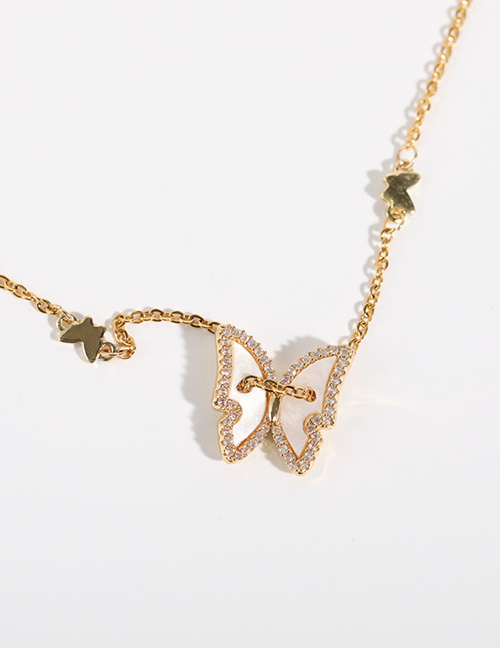 Fashion Micro Inlaid Butterfly Mother-of-pearl Necklace Micro-inlaid Zirconium Butterfly Mother-of-pearl Necklace