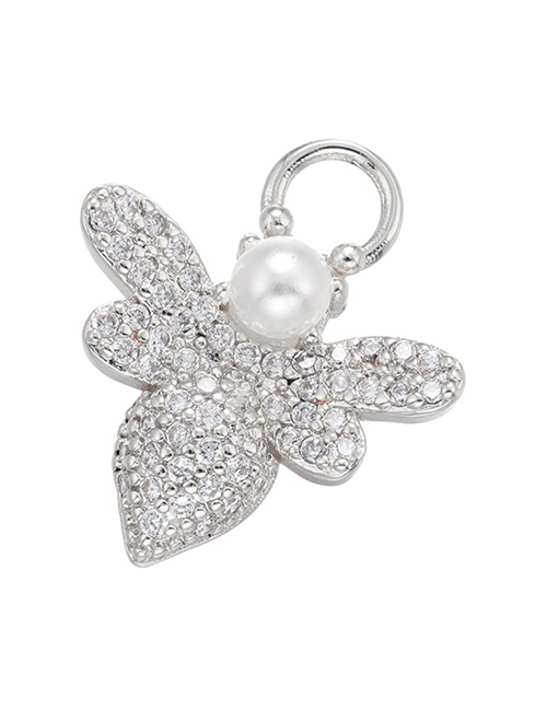 Fashion White Gold Micro Diamond Bee Pearl Diy Accessories