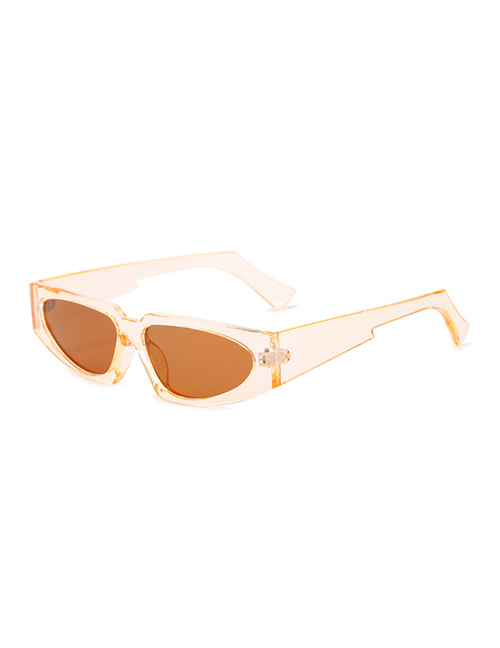 Fashion Champagne Box Full Tea Slices Triangle Narrow Frame Sunglasses