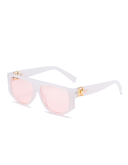Fashion Transparent White Frame Powder Large Frame Wide-leg Sunglasses