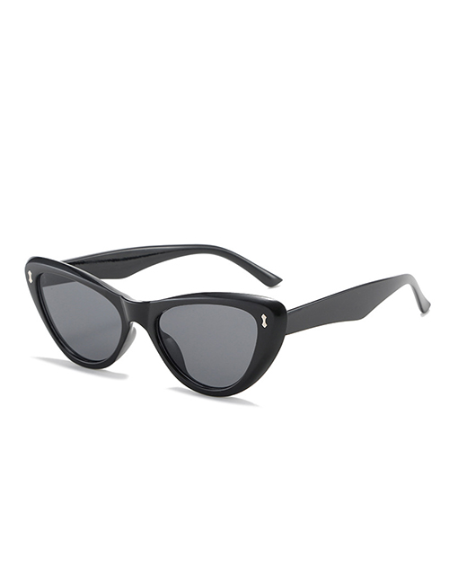 Fashion Black Frame Black Film Cat Eye Rice Stud Sunglasses