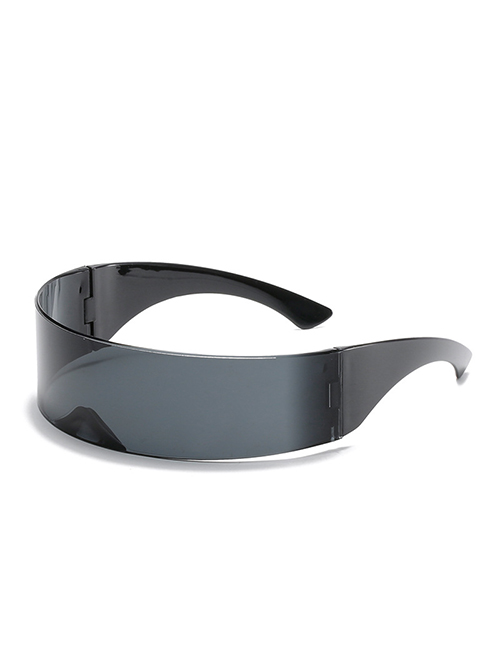 Fashion Black Frame Black Gray Film One-piece Wide-rim Sunglasses