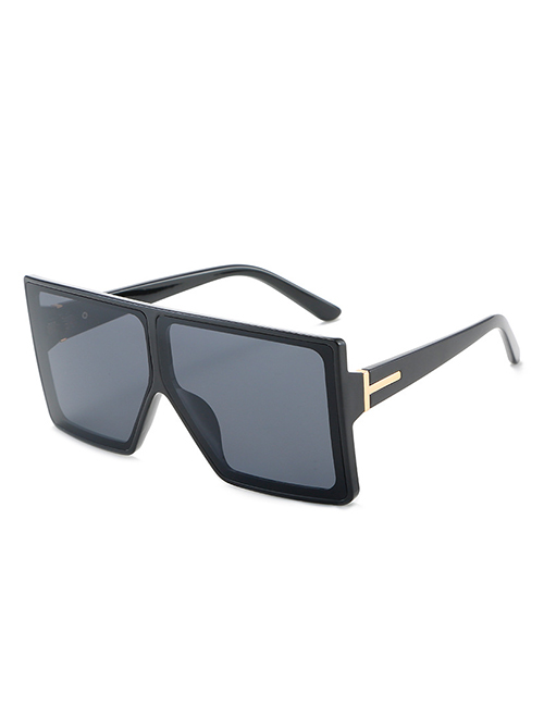 Fashion Black Frame All Gray Film T-shaped Big Frame Sunglasses
