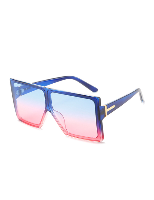 Fashion Blue Frame Blue Powder T-shaped Big Frame Sunglasses