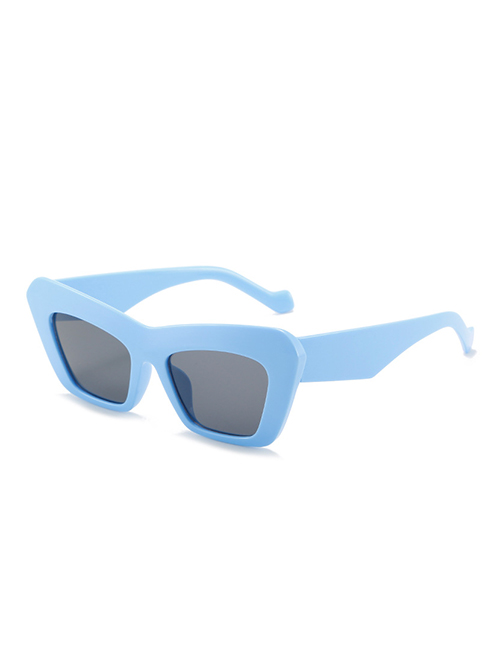 Fashion Jelly Blue Frame Gray Piece Triangle Cat Eye Sunglasses
