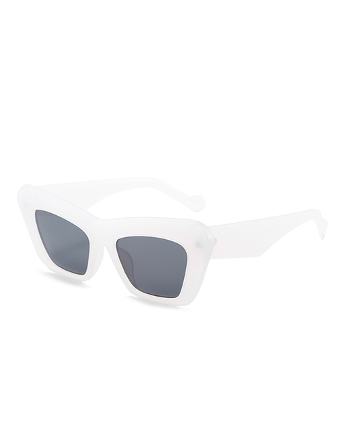 Fashion White Frame Gray Piece Triangle Cat Eye Sunglasses
