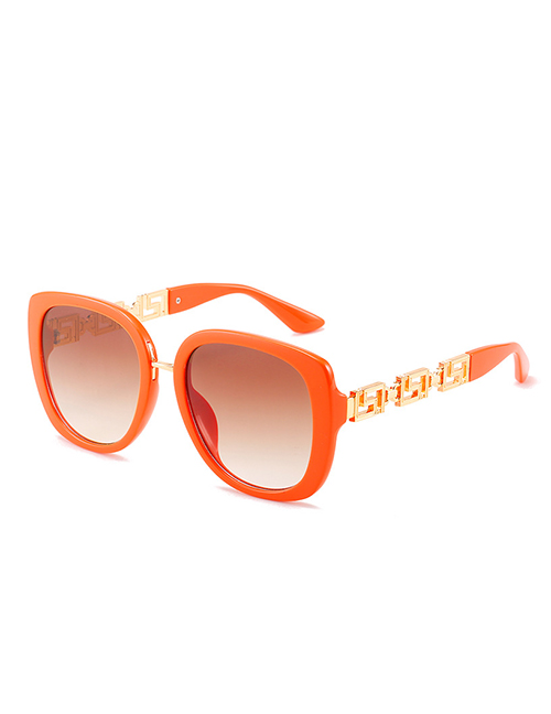 Fashion Orange Box Tea Slices Chain Large Frame Sunglasses