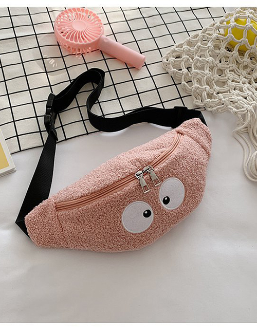 Fashion Pink Plush Cartoon Zipper Messenger Bag