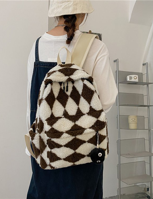 Fashion Brown + Briquettes Plush Rhombus Backpack