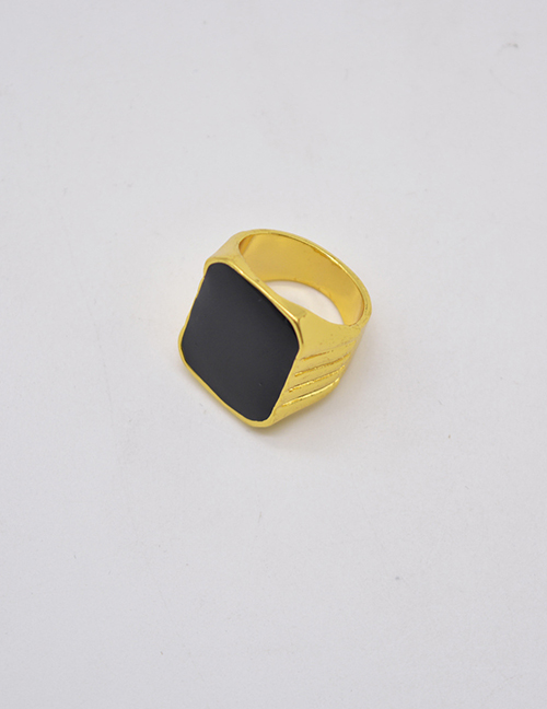 Fashion Gold Square Oil Drop Ring